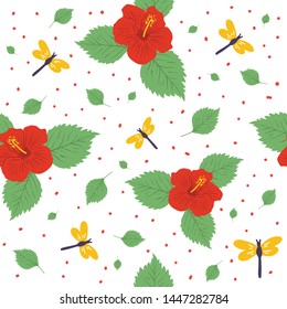 Hawaiian flower repeat pattern seamless,fabric textile print design,packaging ,background