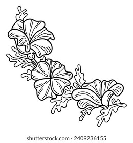 Hawaiian flower wreath coloring page. Flower lei. Hand drawn sketch.