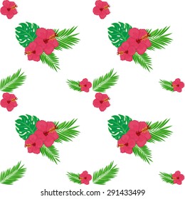 Hawaiian Flowers and Leaves Pattern