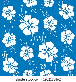 Hawaiian flowers seamless background pattern. Vector file
