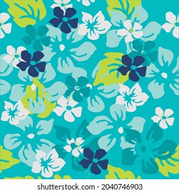 Hawaiian flowers in spring colors and sky background