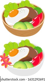 Hawaiian food loco moco and hamburger