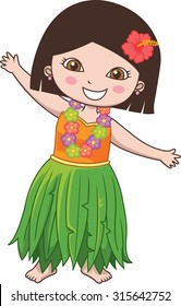 Hawaiian Girl Cartoon Character