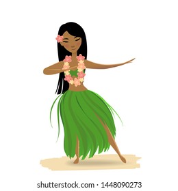 Hawaiian Girl Dancing Hula Ukulele Hands Stock Vector (Royalty Free ...