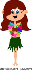 Hawaiian girl, illustration, vector on white background.