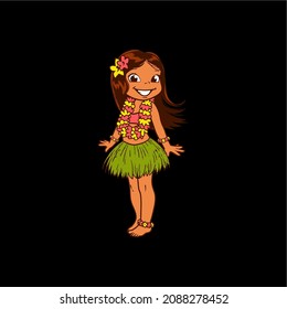 Hawaiian Girl Vector Art & Graphics