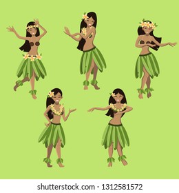 hawaiian girls dancing hula vector image