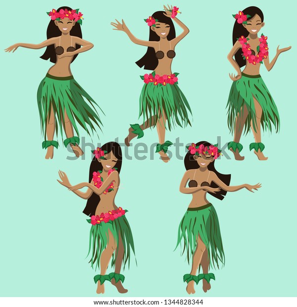 hawaiian girls dancing\
hula vector image