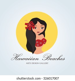 Hawaiian girls Vector logo template