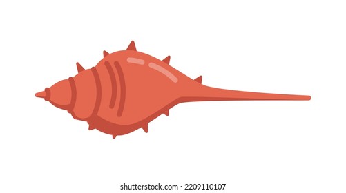 Hawaiian hairy triton, isolated shell with spikes. Underwater dwellers and creatures. Sea and ocean life, conches and aquarium decor. Vector in flat cartoon style