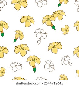 Hawaiian Hand drawing Seamless Pattern Puakenikeni