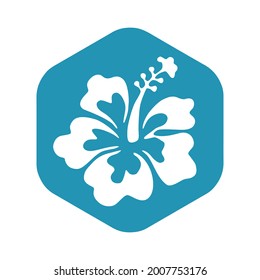 Hawaiian hibiscus icon. A flowering perennial angiosperm plant of the Malvaceae family. The symbol of the Hawaiian Islands. Vector illustration isolated on a white background for design and web.