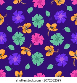 Hawaiian hibiscus rosa sinensis allover pattern art swatch. Design home interior and upholstery such as sofa, cushion, curtain, throw pillow, mug, rug, table cloth, napkin etc.