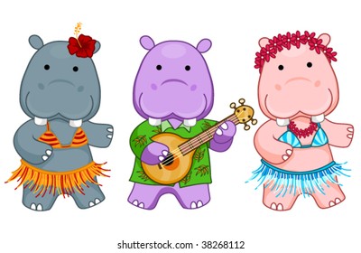 Hawaiian Hippos - Vector