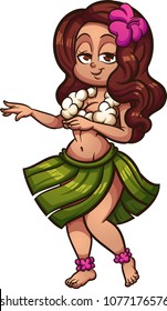 Hawaiian hula dancer. Vector clip art illustration. All in a single layer. 
