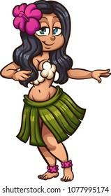 Hawaiian hula dancer. Vector clip art illustration. All in a single layer. 
