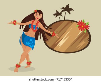 Hawaiian hula dancer young pretty woman
