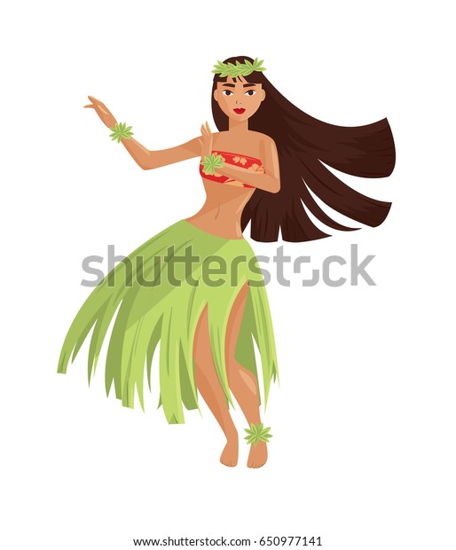 Hawaiian hula dancer young pretty woman.\
Vector illustration