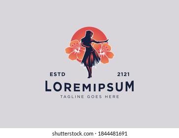 Hawaiian Hula Girl Dancing Logo Design Inspiration