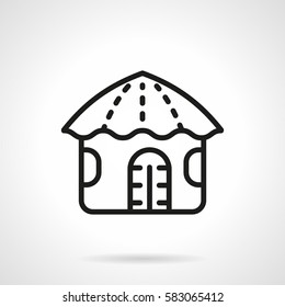 Hawaiian Hut With Grass Roof. Line Simple Icon