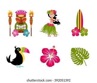 Hawaiian Icons Vector Illustrations