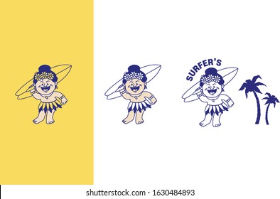 
Hawaiian Indian Surfer Mascot Character