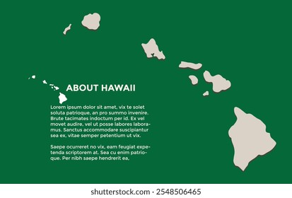 Hawaiianische Insel Infografik Karte mit grüner Farbe und mit über Hawaiianische Insel