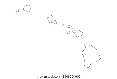 Mapa da ilha havaiana de cor branca simples