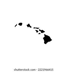 Hawaiian Islands maps, black and white of Hawaiian Islands. Hawai'i, Kaho'olawe, Maui, Lana'i, Moloka'i, O'ahu, Kaua'i, Ni'ihau. Hawaian vector design. Hawai