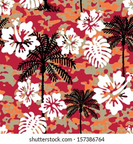 Hawaiian Lava Aloha Camouflage Seamless Background Pattern