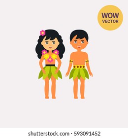 Hawaiian male and female vector icon