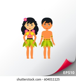 Hawaiian male and female vector icon