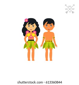Hawaiian male and female vector icon