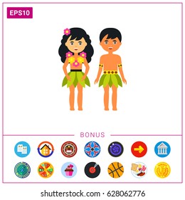 Hawaiian male and female vector icon