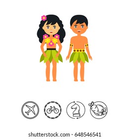 Hawaiian male and female vector icon