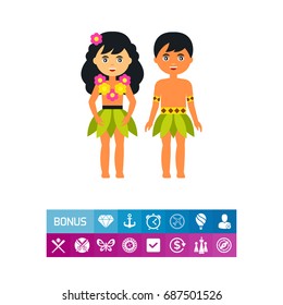Hawaiian male and female vector icon