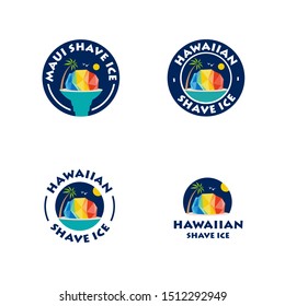 HAWAIIAN MAUI SHAVE ICE logo emblem sign template 