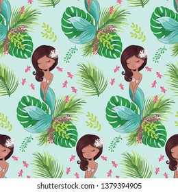 Hawaiian mermaid pattern design