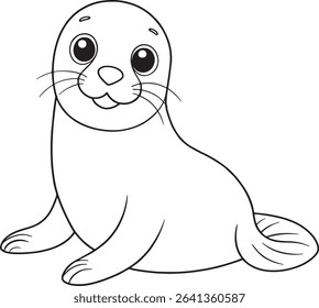 Hawaiian monk seal coloring page with cute ocean animal design for kids