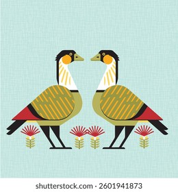 Hawaiian nene goose mid century modern 