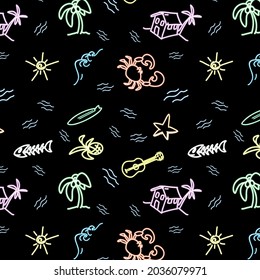 hawaiian palm neon fun pattern