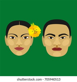 Hawaiian people. Man and woman. Vector illustration.