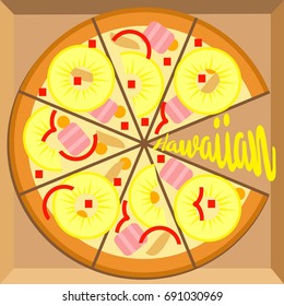 Hawaiian pizza design template. Vector illustration