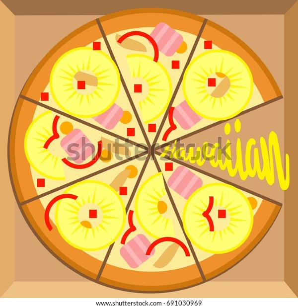 Hawaiian Pizza Design Template Vector Illustration Stock Vector ...
