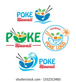 Hawaiian Poke Fish Logo, Food Logo