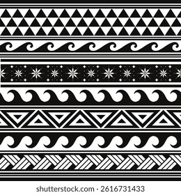 hawaiian polynesia tribal pattern ethnic ornaments art fabric carpet print pattern wallpaper black and white background