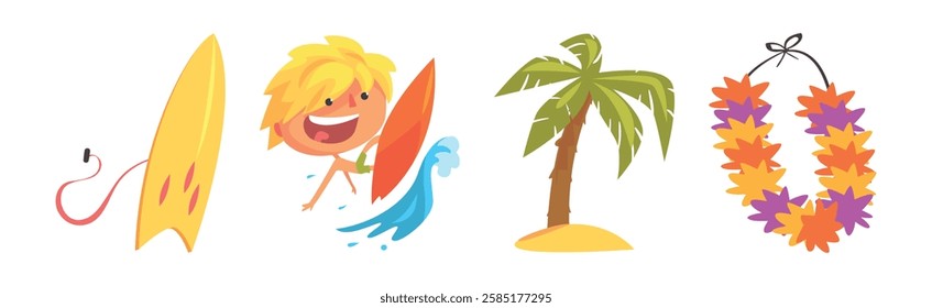 Hawaiian Resort and Tropical Object Bright Vector Set