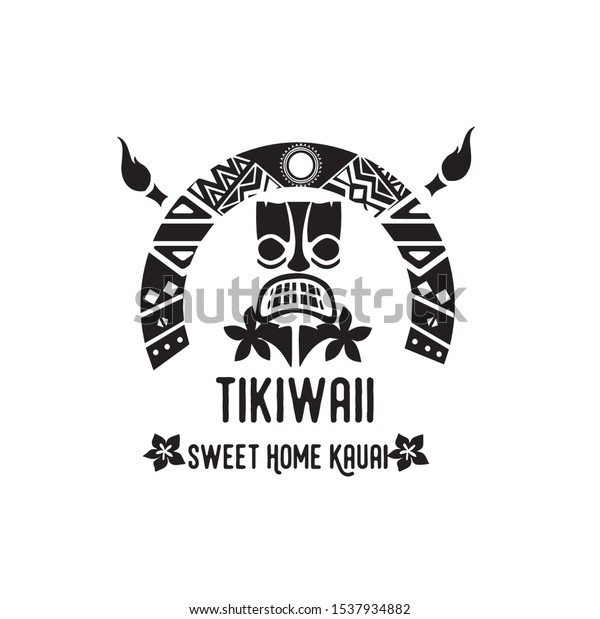 Hawaiian Restaurant Bar Logo Design Black Stock Vector Royalty Free