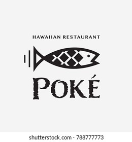 Hawaiian Restaurant logo. Poke Fish Bowls Restaurant or Hawaiian Bar Vector Logotype concept.