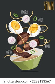 Hawaiian Saimin Noodles. Vector illustration